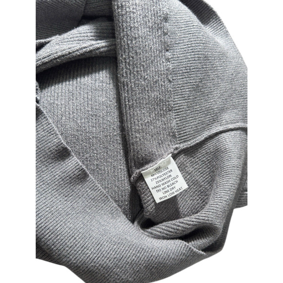 Bluivy Charcoal Gray Cowl Neck Ribbed Sweater Oversized Dolman Sleeve Sz M/L - Picture 4 of 5